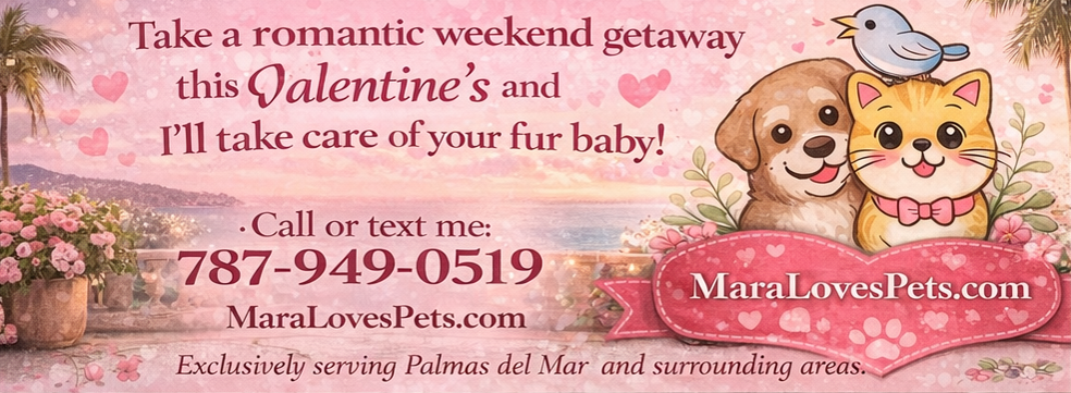 Take a romantic weekend getaway this Valentine's and I'll take care of your fur baby